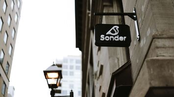 Sonder logo sign on a city building