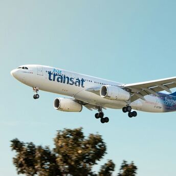 Air Transat aircraft approaching for landing