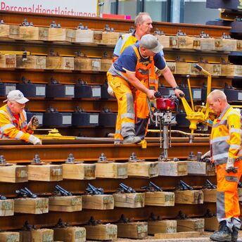 Rail workers carrying out maintenance