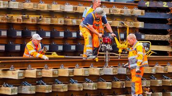Rail workers carrying out maintenance