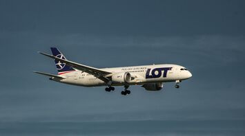 LOT Polish Airlines aircraft approaching for landing