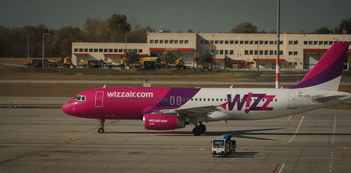 Wizz Air aircraft taxiing on the runway