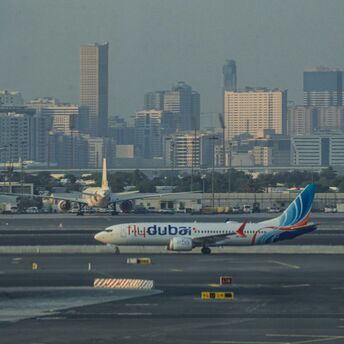 flydubai aircraft taxiing on the runway