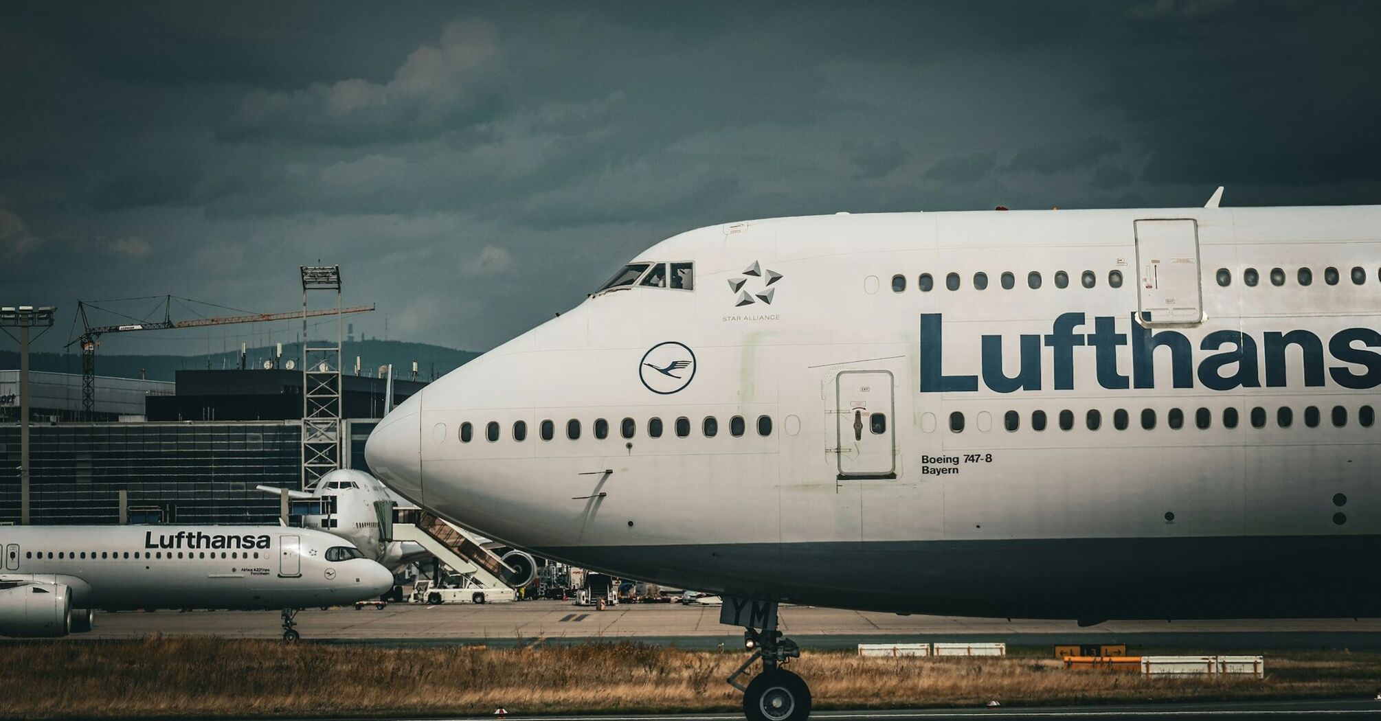Lufthansa aircraft on the apron at the airport