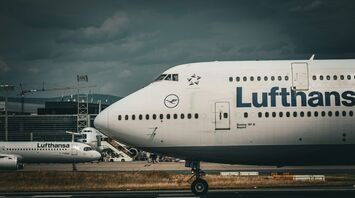 Lufthansa aircraft on the apron at the airport