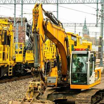Rail track maintenance work underway