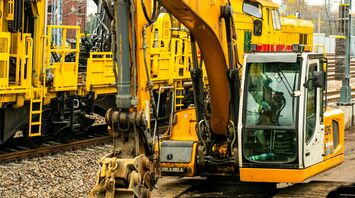 Rail track maintenance work underway