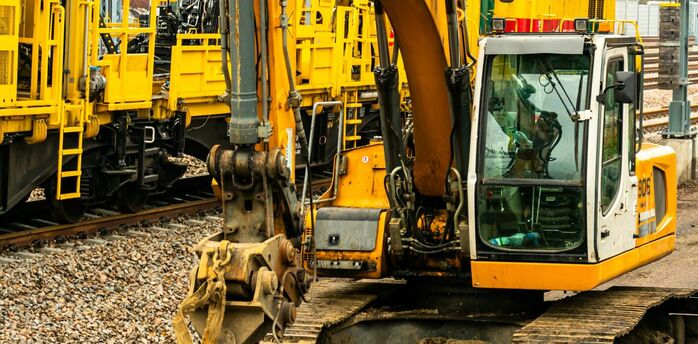 Rail track maintenance work underway