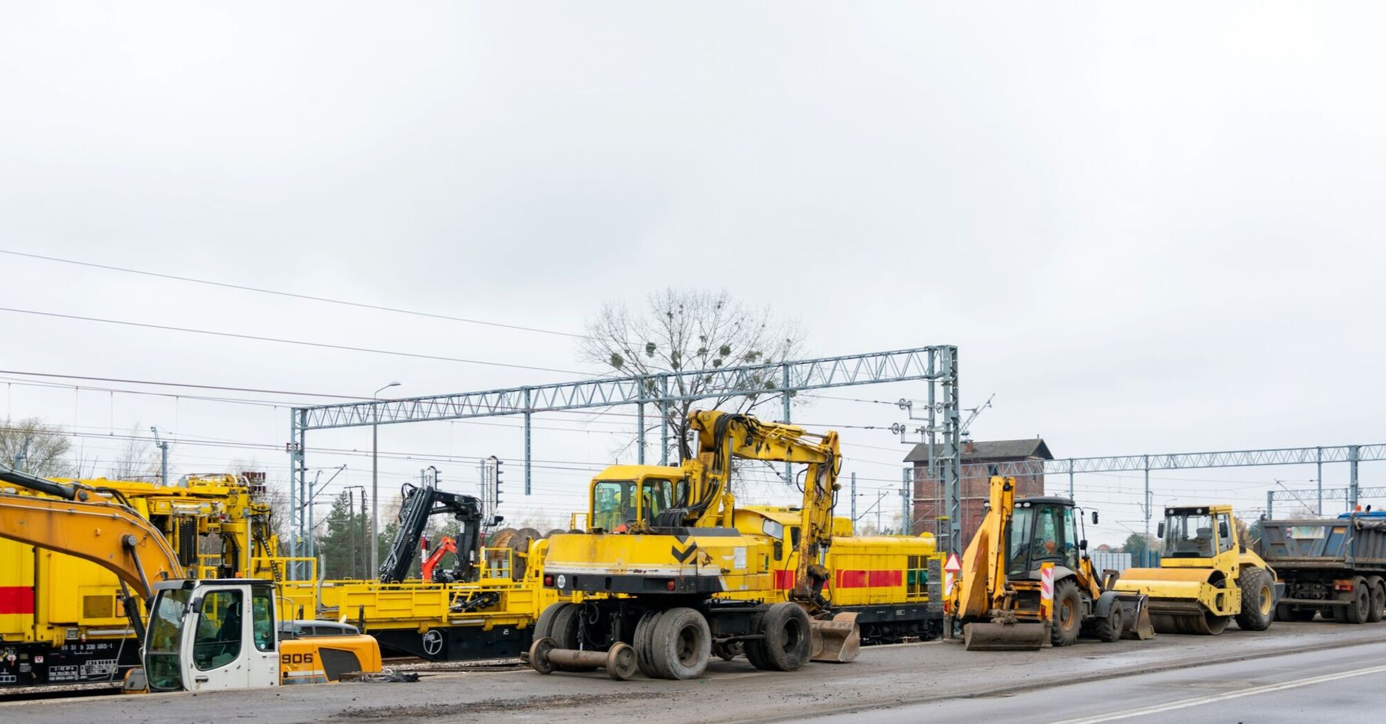Rail maintenance machinery during scheduled upgrade works