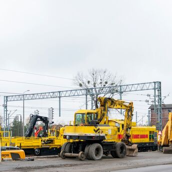 Rail maintenance machinery during scheduled upgrade works