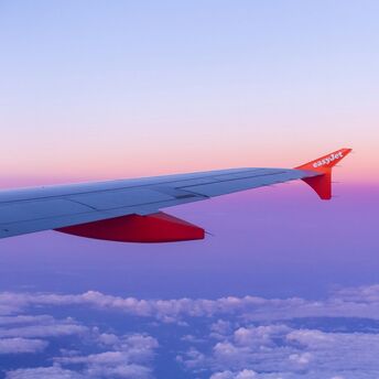 easyJet aircraft wing during flight