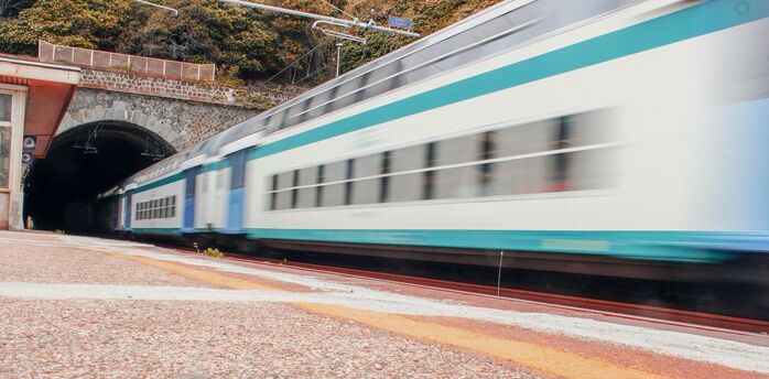 Train passing through a tunnel