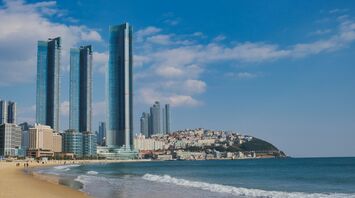 Haeundae Beach and modern skyline in Busan