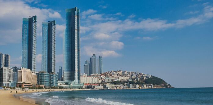Haeundae Beach and modern skyline in Busan