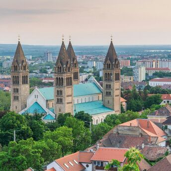 Pécs Cathedral and surrounding residential districts