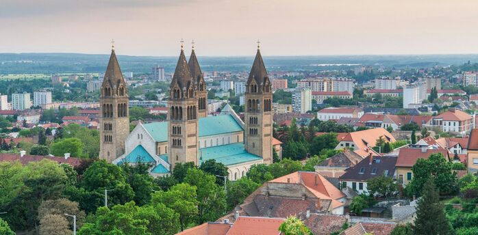 Pécs Cathedral and surrounding residential districts