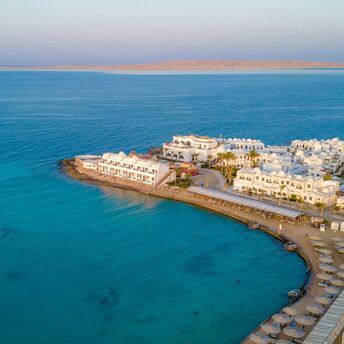 Hurghada coastline with Red Sea resorts