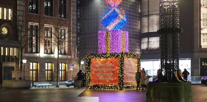 New Year light installation near Amsterdam city centre