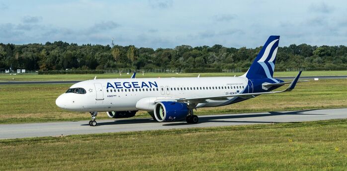 AEGEAN Airbus aircraft taxiing before departure
