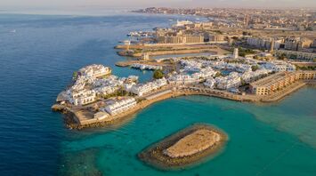 Aerial view of Hurghada’s coastline and resort area