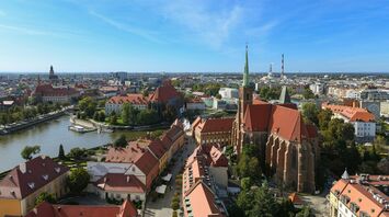 Aerial view of Wrocław’s historic centre and rivers