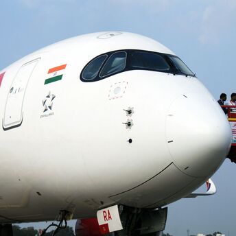Air India aircraft on the ground during pre-departure procedures