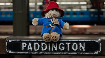Paddington Bear toy placed at Paddington Station