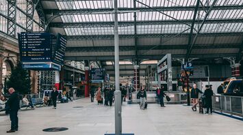 Passengers waiting inside Liverpool Lime Street station