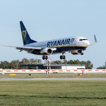 Ryanair plane landing at airport