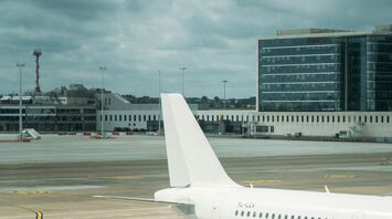 Aircraft on tarmac at Brussels Airport during ground handling operations