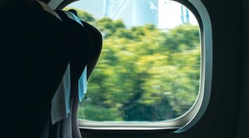 Window view from inside a high-speed train