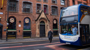 Stagecoach double-decker bus in urban area