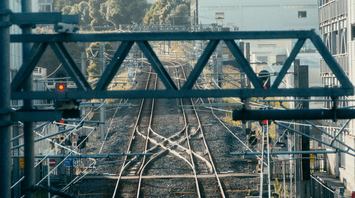 Railway junction with multiple tracks and signals during maintenance period