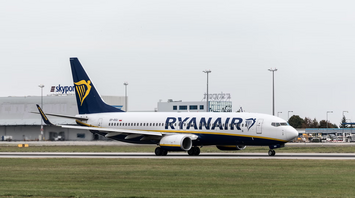 Ryanair airplane on the runway at an airport