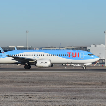 TUI aircraft on runway preparing for takeoff