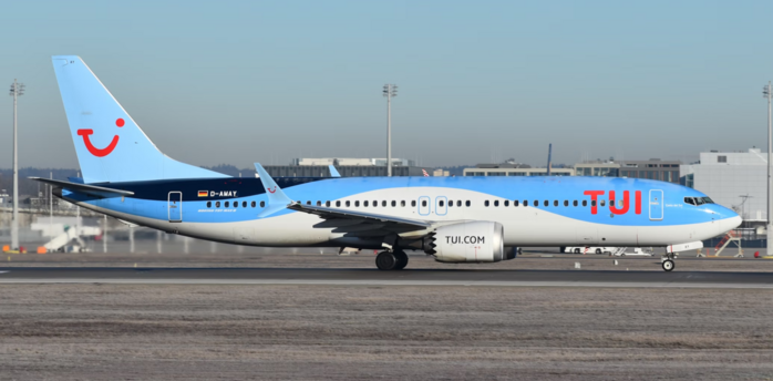 TUI aircraft on runway preparing for takeoff