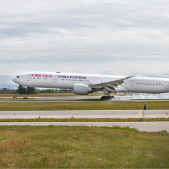 China Eastern aircraft touching down on runway