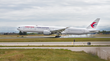 China Eastern aircraft touching down on runway