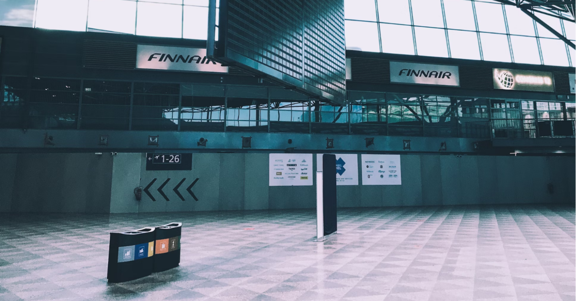 Empty hall at Helsinki Airport during strike
