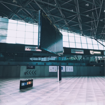 Empty hall at Helsinki Airport during strike