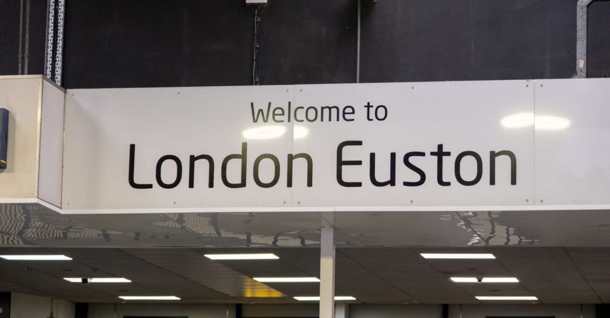 Entrance sign at London Euston railway station