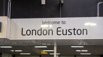 Entrance sign at London Euston railway station
