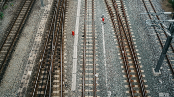 Multiple railway tracks seen from above