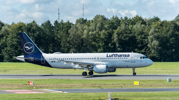 Lufthansa plane taking off from runway