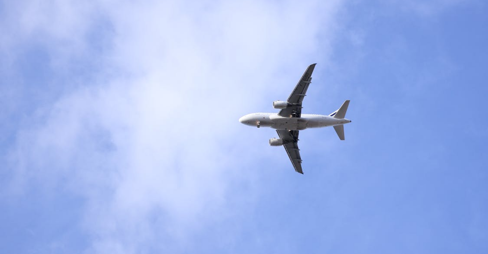 Airplane flying through a clear blue sky