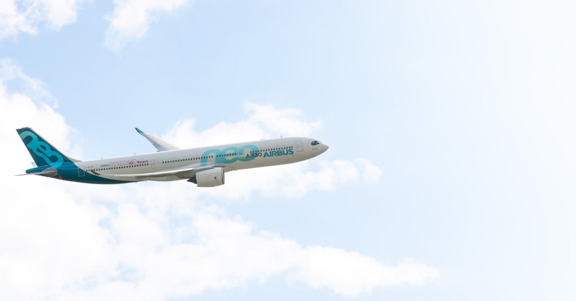 Airbus aircraft flying in a clear sky