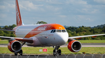 easyJet aircraft taxiing at Bristol Airport