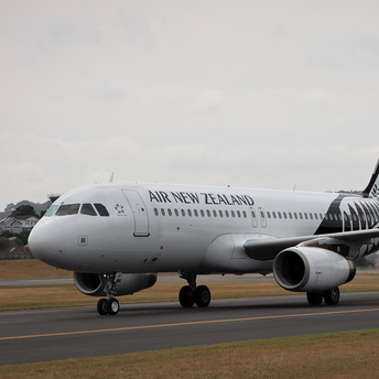 Air New Zealand aircraft taxiing on runway
