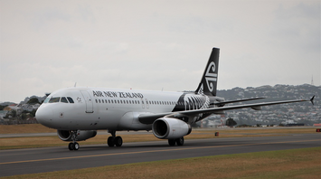 Air New Zealand aircraft taxiing on runway