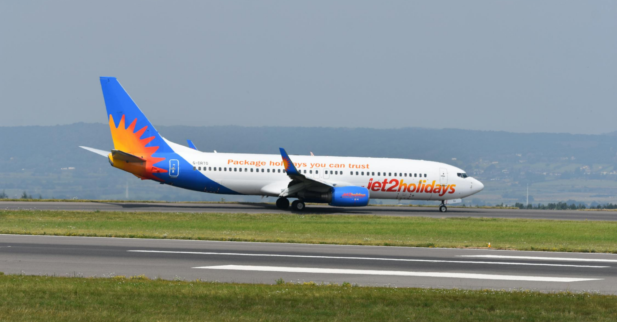 Jet2holidays aircraft taxiing on runway